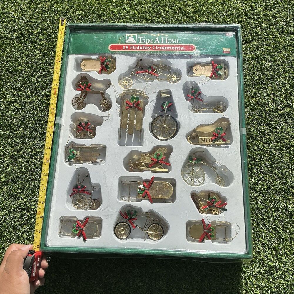 Vintage Kmart Trim A Home 18 Brass Metal Christmas Ornaments Transportation